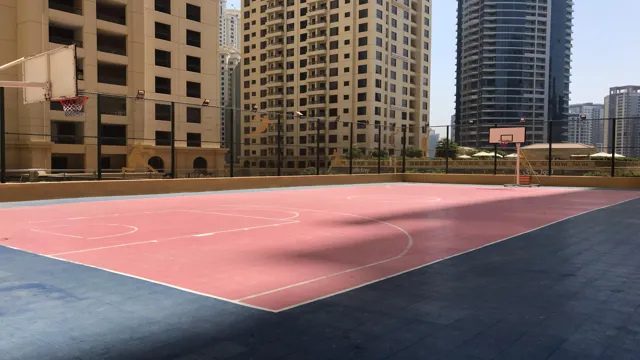 area of a basketball court near the basket