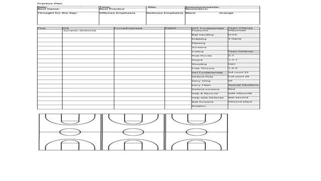 basketball game plan sheet