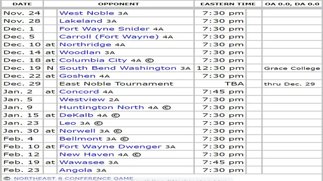east basketball schedule