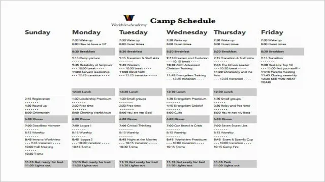 basketball camp schedule template